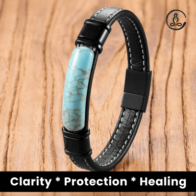 Turquoise Natural Stone Men's Leather Bracelet
