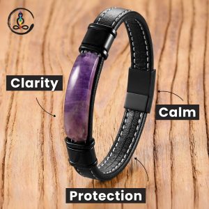Amethyst Handmade Leather Healing Bracelet