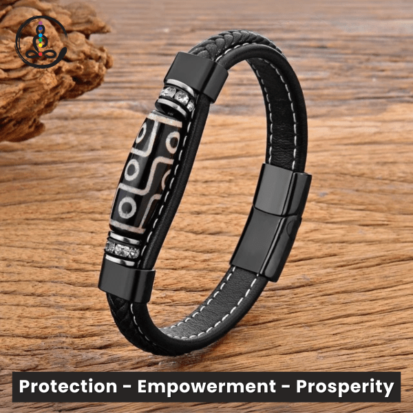 Dzi Stone Rhinestone Handmade Leather Bracelets - Image 5