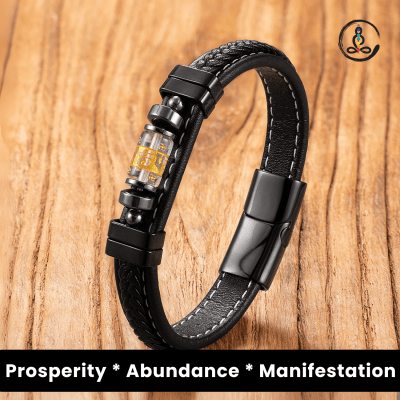 Wealth Attract Mantra Men's Leather Bracelets