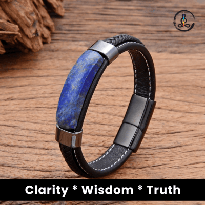 Lapis Natural Stone Men's Leather Bracelet