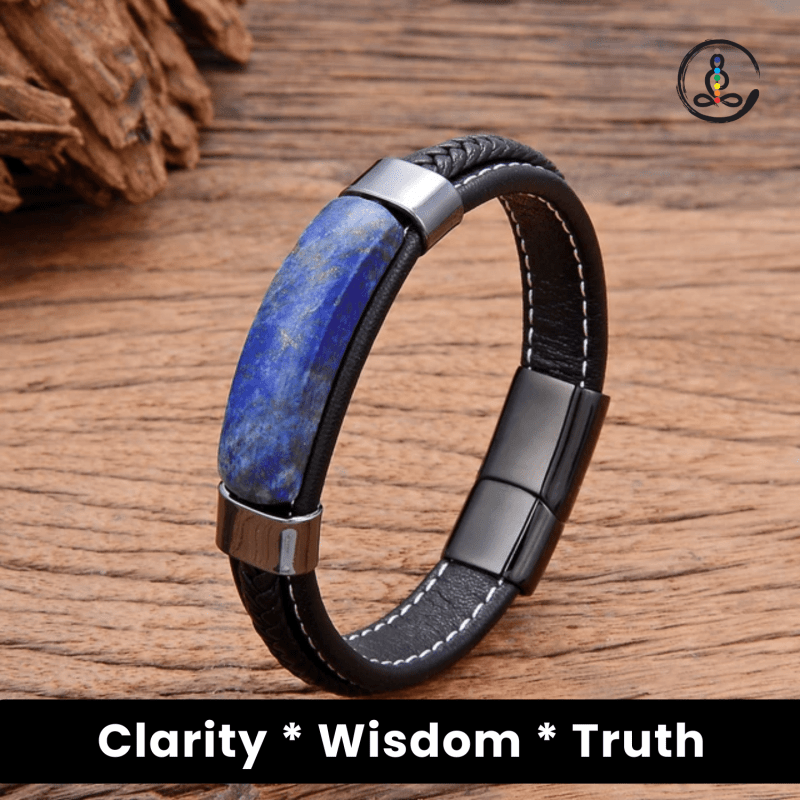 Lapis Natural Stone Men's Leather Bracelet
