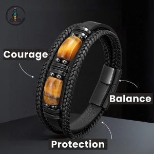 Two Stone Tiger Eye Handmade Leather Bracelets