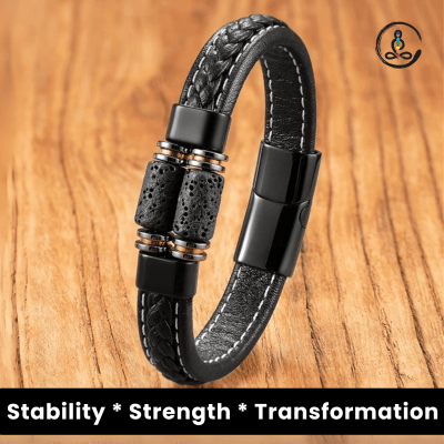 Lava Volcanic Rock Natural Stone Men's Bracelet