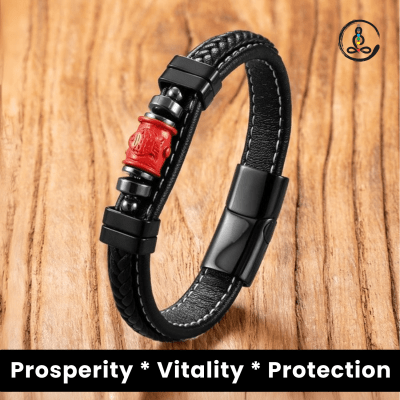Lucky Red Cinnabar Natural Stone Men's Bracelet