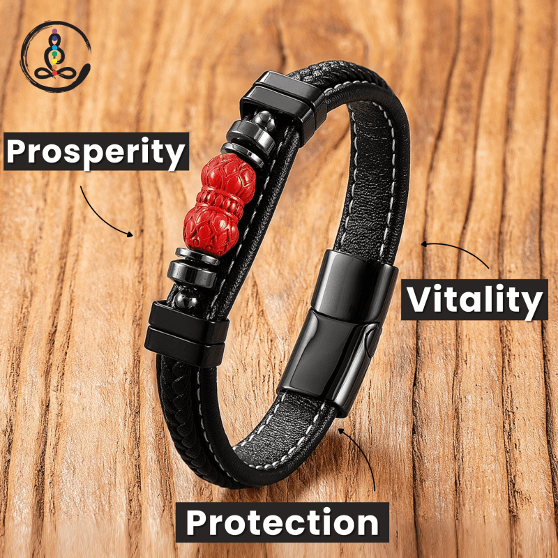 Lucky Red Cinnabar Natural Stone Men's Bracelet - Image 2