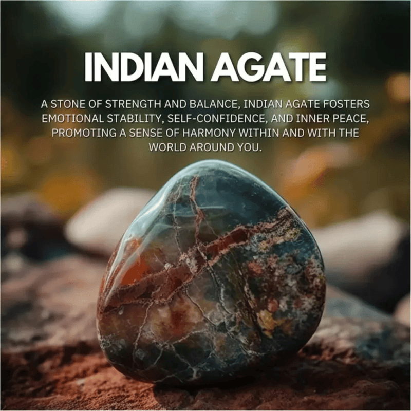 India Agate Natural Stone Men's Leather Bracelet - Image 4