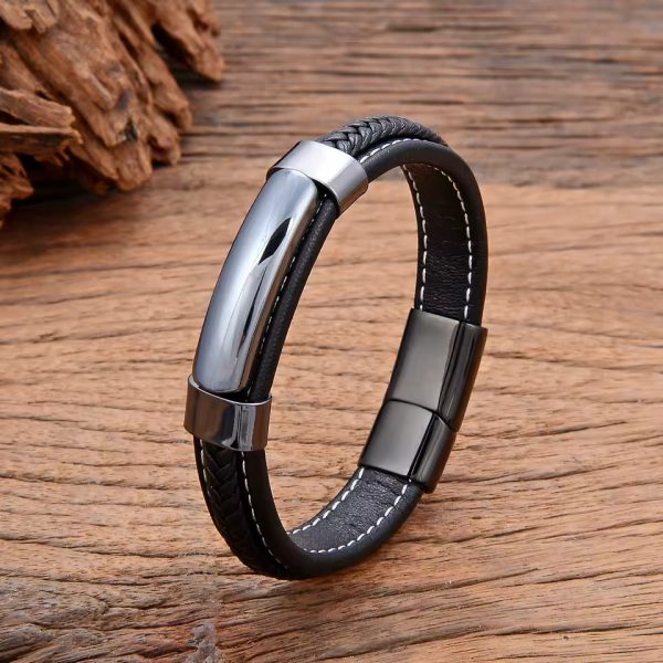 Hematite Handmade Leather Healing Bracelet - Image 2