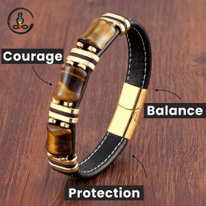 Tiger Eye Natural Stone Wellness Leather Bracelet
