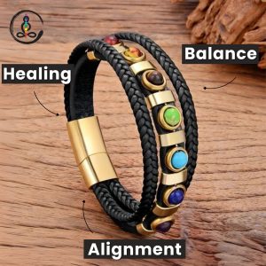 7 Chakra Multicolor Handmade Leather Bracelet