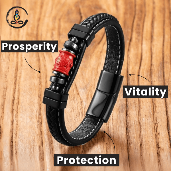 Lucky Red Cinnabar Handmade Leather Bracelet