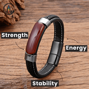 Red Agate Handmade Leather Healing Bracelet