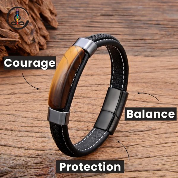 Tiger Eye Stone Handmade Leather Healing Bracelet