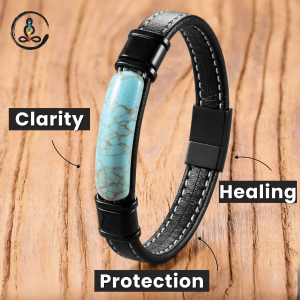 Turquoise Handmade Leather Healing Bracelet