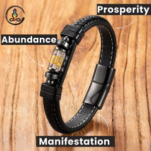 Wealth Attract Mantra Handmade Leather Bracelets