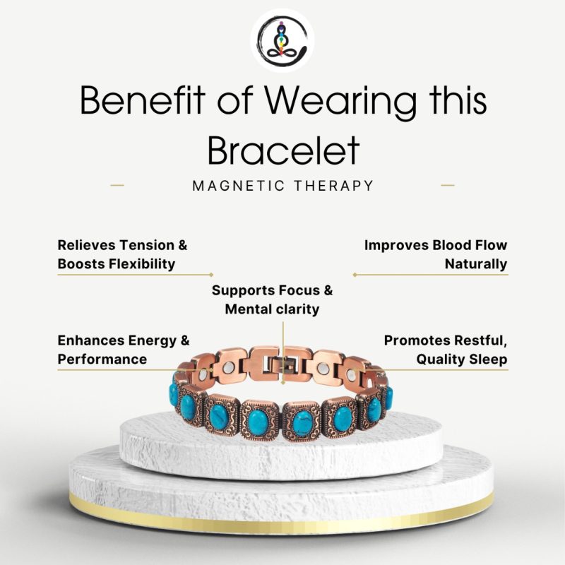 Pure Copper Turquoise Magnetic Therapy Bracelet - Image 3