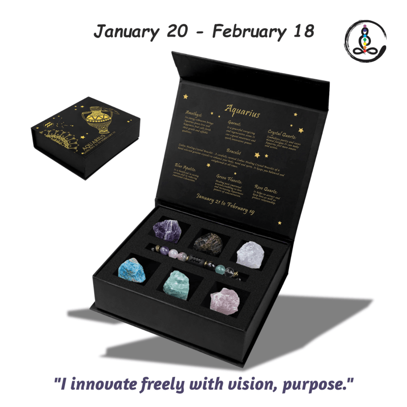 Aquarius Zodiac Sign Natural Stone Gift Box - Image 2