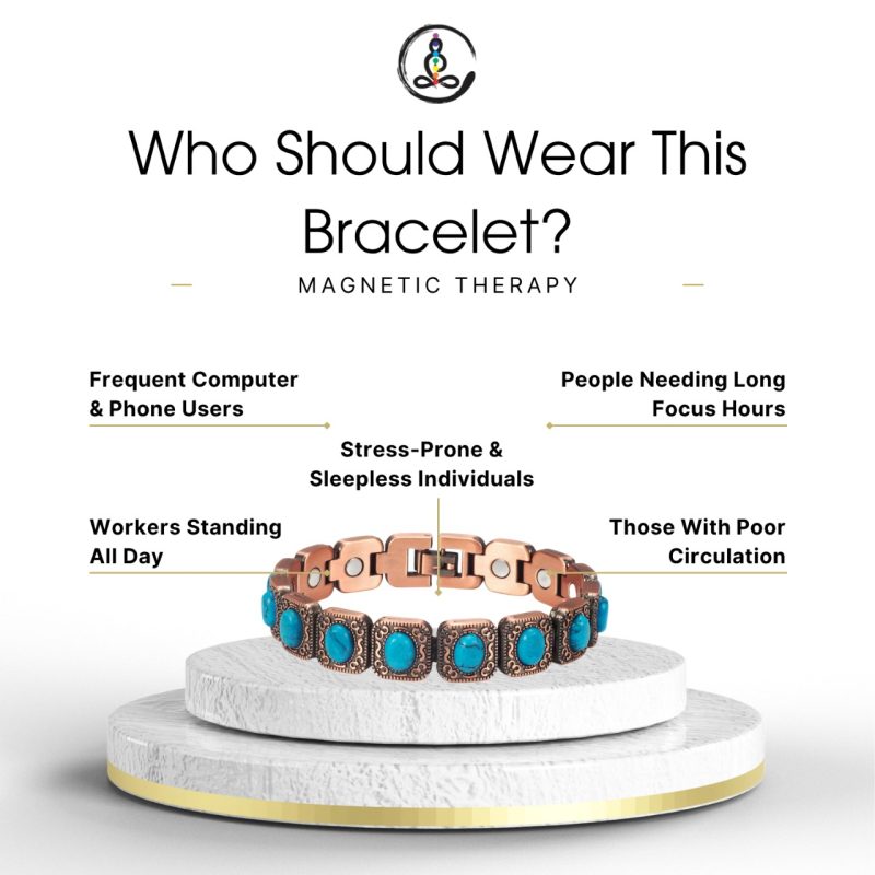 Pure Copper Turquoise Magnetic Therapy Bracelet - Image 2
